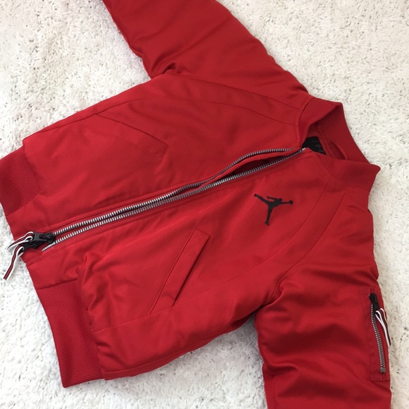 red jordan bomber jacket